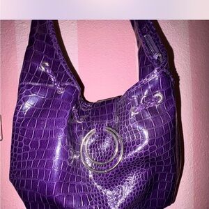 Purple Croc-Embossed Women's Bag